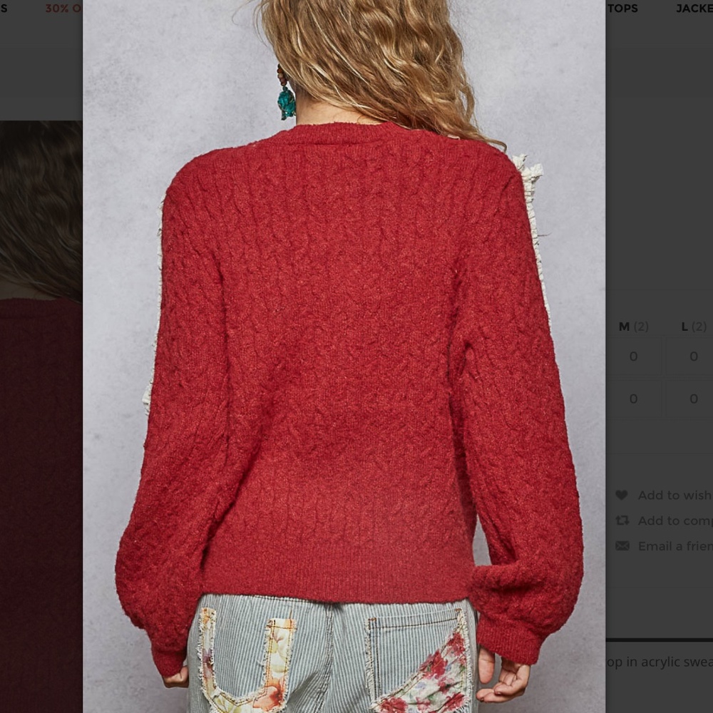 POL “ Beatrice “ POL Button Up Sweater with Lace Trim Detail 95A - Picture 3 of 4